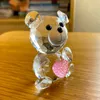 Decorative Objects Figurines Cute Crystal Bear With Love Heart Glass Fashion Ornament Lovely Animal Paperweight Wedding Home Decor Christmas Gifts 230221