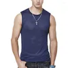 Canottiere da uomo Gilet in rete da uomo Seta di ghiaccio Bodybuilding ad asciugatura rapida Fitness Muscolo Senza maniche Sport casual stretto