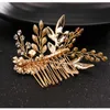 Tiaras Champagne Alloy Flower Bruid Hoofdbanden Rhinestone Hair Comb Princess Wedding Haarband Bridale Haarbanden Haaraccessoires Tiara Z0220