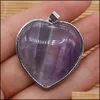 Charms 32X35Mm Natural Stone Chakela Heart Seven Chakras Reiki Healing Chakra Rose Quartz Crystal Pendant For Necklace Jewelry Makin Dhzid