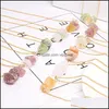 Pendant Necklaces Natural Stone For Women Girl Geometric Crystal Gold Color Chain Quartzs Citrines Nce Exquisite Jewelry Drop Delive Dhwzp