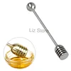 Stainless Steel Straight Handle Honey Stick Tools Metal Honey Dippers Coffee Tea Stirrer Party Supply Honeys Jar Stick Spoons TH0679