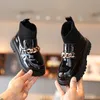 Sneakers Girls Leather Boots Flying Woven Stitching Princess Boots Kids Leather Soft Sole Boots Shoes Chic Casual Sweet 230220