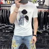 Men's T-Shirts Fashion brand tshirt men's 2022 summer new short sleeve hot rhinestone 3D printing personalized casual HipHop streetwear M4XL Z0221