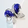 Bagues de Grappe Bijoux en Argent Sterling 925 Bague Papillon Grenat Corindon Bleu Femme Ouverture Réglable