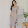 Casual Dresses Lace Dress Female Elegant Office Lady Short Sleeve Slim V-Neck Brodery Pencil 2023 BodyCon Party Vestidos Mujer