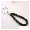 Keychains Lanyards Mix Color Pu Leather floided Woven Keychain Ring Rings Fit Diy Circle Pendant Key Chains Holder Car Keyrings Jewe Dh6r8