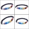 Bracelets De Charme Arbre De Vie Charmes Guérison 7 Chakras Cylindre Pierre De Lave Bracelet Perlé Diffuseur D'huile Essentielle Cordes À La Main Pour Wo Dhmvl