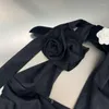 女性の戦車ボーヴェメイ2023春夏ファッショントレンド黒い吊り首の長袖ソリッドカラー花セクシーなキャミスタンクトップowmen