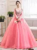 Party Dresses Embroidery Flower Prom Dress Vneck Sexy Lace Up Back Floorlength Ball Gowns Robe De Soiree 230221