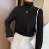 Kvinnors tröjor Turtleneck Pullovers Solid Cashmere 2023 Autumn Winter All Match Women T Shirt Slim Pull Femme Fashion Trend Pullover Tops