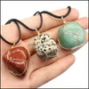 Charms Natural Crystal Irregar Stone Ball Pendants Wire Wrapped Amethyst Tiger Eye Stones Trendy Jewelry Making Wholesale Drop Deliv Dhh8U