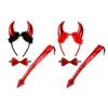 Party Supplies Other Event & Halloween Costume Festival Rave Devil Cosplay Accessories Set Red Ears Headband Demon Horns With Bowtie Bendabl