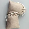 Gift Wrap 50pcs Vintage Natural Burlap Hessia Gift Candy Bags Wedding Party Favor Pouch Birthday Supplies Drawstrings Jute Gift Bags 230221