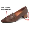 Dress Shoes Vintage Mature Women Pumps High Quality Genuine Leather Office Ladies Thick Heels Woman 2023 Spring Autumn