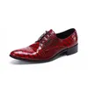 Rote Lederschuhe für Herren für Party und Hochzeit/Business, spitzer Zehenbereich, formelle Oxford-Lederschuhe, luxuriös, handgefertigt