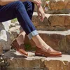 Kleding schoenen Beautoday Penny Loafers vrouwen schapenvacht mocassin echte lederen slip op puntige teen flats plus size handgemaakte 27013 230220