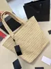 Borsetta firmata Tote Bag Borsa da spiaggia Borsa di paglia Moda estiva da donna casual imitazione erba uncinetto morbida shopping bag borsa grande capacità luce pratica 31 cm