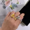 Cluster Rings Fashion Jewelry Women's Three-leaf Flower Ring Beautiful Exquisite Birthday Gift Accessories Girl