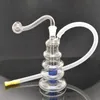 Portable Glass Oil Burner Bong 4 Floors Matrix Perc Clear Pyrex Thick Recycler Smoking Water Pipe Dab Rig Ash Catcher Bong with Male Glass Oil Burner Pipe and Hose 2pcs