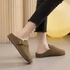 Designer de fábrica de chinelos BirkinStocks Boken Baotou Slippers para mulheres usando uma versão coreana de semi-tóxia de grandes solas casuais de cortiça feia fofa no outono e inverno