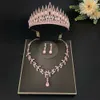 Diademi di moda rosa strass di cristallo nuziale diadema corona donne regina principessa collana set gioielli di moda set diademi Z0220