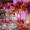 Party Decoration 10PCS 90CM Height Acrylic 5-arms Metal Candelabras With Crystal Pendants Wedding Candle Holder Centerpiece Decor