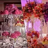 Decoración de fiesta, 10 Uds., 90CM de altura, candelabros de Metal acrílico de 5 brazos con colgantes de cristal, candelabro de boda, decoración de centro de mesa