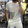 T-shirts pour hommes Tshirt Hommes Léopard Strass Top Qualité Confortable Casual Slim Fit Été Personnalisé Tendance Plus La Taille Homme Tee Vêtements 5XL Z0221