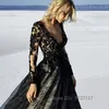 Party Dresses Sexy V Neck Lace Appliced ​​Long Sleeves Tulle Wedding Sweep Bride Dress Bridal Gown 230221