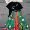 Zestawy kobiet 2-częściowe sukienka literowa literka T-shirt i kwiatowy nadruk warzywny Maxi Sukienka rozmiar M-XL Summer Elegant Feb