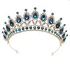 Tiaras Baroque Vintage Blue Crystal Bride Crown Women Headdress Bridal Tiaras and Crowns Wedding Hair Jewelry Accessories Crown Fashion Z0220