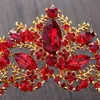 Diademi barocco lusso rosso cristallo corona nuziale diademi vintage color oro spettacolo diadema velo diadema donna sposa accessori per capelli da sposa Z0220