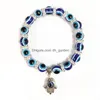 Beaded Manufacturers Direct Selling Express Hand Beads Strands String Vintage Blue Eye Bead Fatimas Hands Devils Eyes Lucky D Dh8