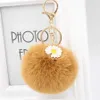 Key Rings Small Daisy Fur Ball Keychain Pendant Ladies Fashion Bag Plush Wallet Car Sun Flower Pendant Key Chain Accessories J230222