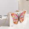 Bolsas de noche de mariposa de alta calidad acrílico pequeño bolso cuadrado 2023 caja de mujer mujer hombro