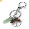 Portachiavi Pietra naturale Albero della vita Fluorite verde Prisma esagonale Portachiavi Guarigione Cristallo rosa Decorazioni per auto Portachiavi Baby Drop Del Dh4Gn