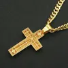 Hip Hop Classic Gold Cross Pendant Gold Full Zircon Miami Collana Gioielli religiosi