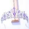 Diadèmes KMVEXO Bleu Violet Rose Cristal Couronnes Baroque Vintage Strass Diadèmes Pour Femmes Mariée Pageant Diadème De Mariage Accessoires De Cheveux Z0220