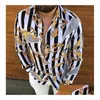 Camicie Casual da Uomo Taglie Forti 3Xl Mens Vintage Gold Leaf Cardigan Stampato Manica Lunga Slim Summer Hawaiian Skinny Fit Vari Patte Dh8Bj