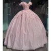 Party Dresses Bling Sequin Sweet 16 Quinceanera with 3D Applique Beads Corset Vestidos De 15 Anos Masquerade xv Lavender 230221