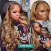 Syntetiska peruker Melodie HD Höjdpunkt 32 34 tum rak 13x6 Spets främre mänskliga hår 13x4 Deep Wave Curly Frontal Wig For Black Women 230221