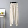 Women's Two Piece Pants 2 Pcs/Set Stylish Lady Tracksuit V Neck Elastic Waist Sweater Trousers Suit Ankle-banded Winter Set