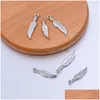 Charms 2Pcs Stainless Steel Gold Plated Leaf Feather Necklace Pendant For Diy Bracelet Earrings Jewelry Making Accessorieschar Dhnws