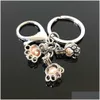 Keychains Lanyards Euramerican Seahorse Pearl Cage Key Ring Can Open Hollow Noctilucent Volcanic Stone Pendant Keyring Drop Delivery Dhieu