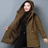 Women's Trench Coats 2023 Winter Thicken Plus Velvet Jacket Women Warm Parkas Loose Cotton Hooded Coat Solid Casual Size 4XL Womens Long