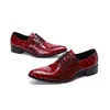 Rote Lederschuhe für Herren für Party und Hochzeit/Business, spitzer Zehenbereich, formelle Oxford-Lederschuhe, luxuriös, handgefertigt