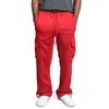 Men's Pants Solid Cargo Long Casual Fashion Trend Cool Loose Drawstring Pockets Oversize Male Sport Trouser Plus Size 230221