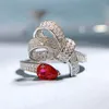 Clusterringen 2023 Water druppel 4 6 Ruby High Carbon Diamond Ring Design Textuur Dames