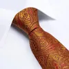 Bow Ties Men's Tie Silk Orange Paisley Floral Jacquard Woven Necktie Hanky ​​Cufflinks Ring مجموعة حفل زفاف أزياء Dibangu